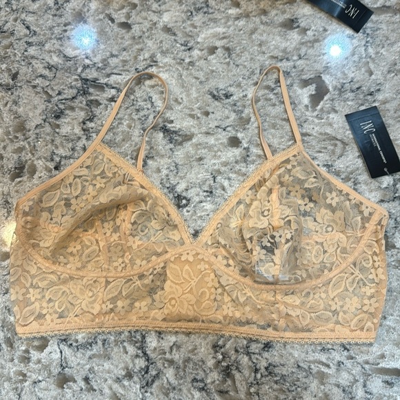 INC | Lace Bralette in Almond Latte Size LARGE - Picture 2 of 10